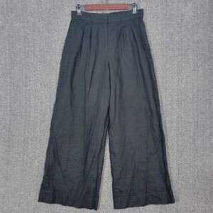 Magaschoni Black Wide Leg Linen Pants